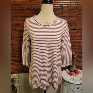 Soft Surroundings Red and White Striped Shirt